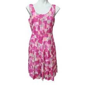 Nic+Zoe dress Silk Blend fit & flare Panel Abstract Watercolor Zip Lined 6
